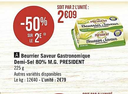 beurrier saveur gastronomique demi-sel 80% m.g. président