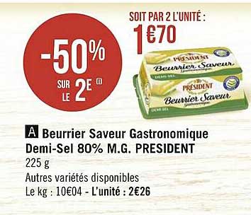 beurrier saveur gastronomique demi-sel 80% président