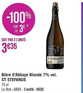 bière d'abbaye blonde 7% vol. st stefanus