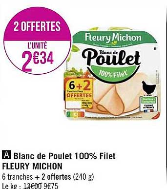 blanc de poulet 100% filet fleury michon