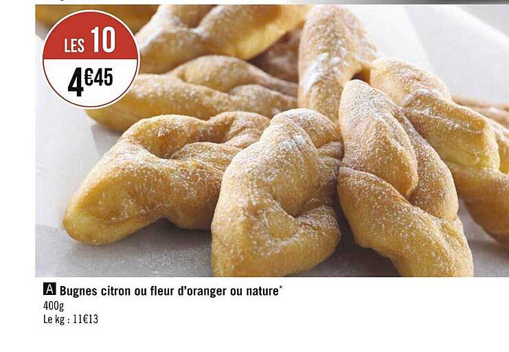 bugnes citron ou fleur d'oranger ou nature