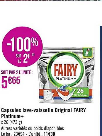 capsules lave-vaisselle original fairy plainum+