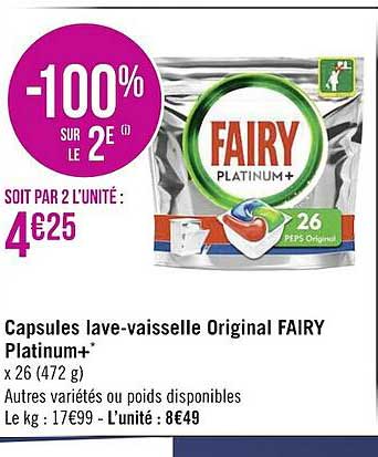 capsules lave-vaisselle original fairy platinum+