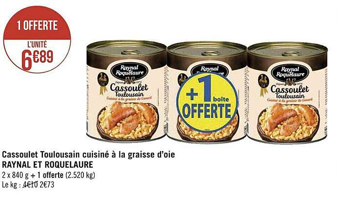 cassoulet toulousain cuisiné à la graisse d'oie raynal et roquelaure