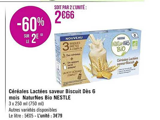 Céréales Lactées Saveur Biscuit Dès 6 Mois NaturNes Bio Nestlé