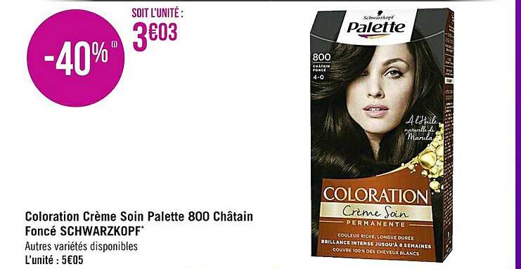 coloration crème soin palette 800 châtain foncé schwarzkopf