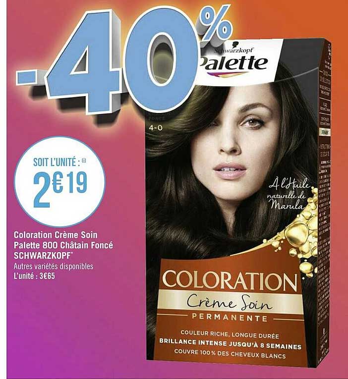 coloration crème soin palette 800 châtain foncé schwarzkopf