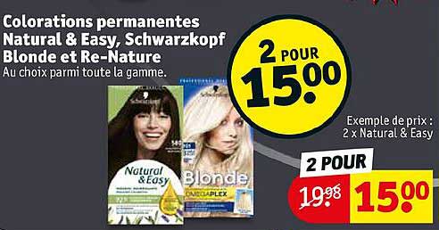 Colorations Permanentes Natural & Easy, Schwarzkopf Blonde Et Re-nature