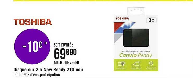 disque dur 2.5 new ready 2to noir toshiba