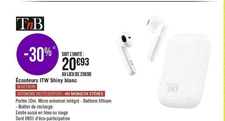 écouteurs itw shiny blanc