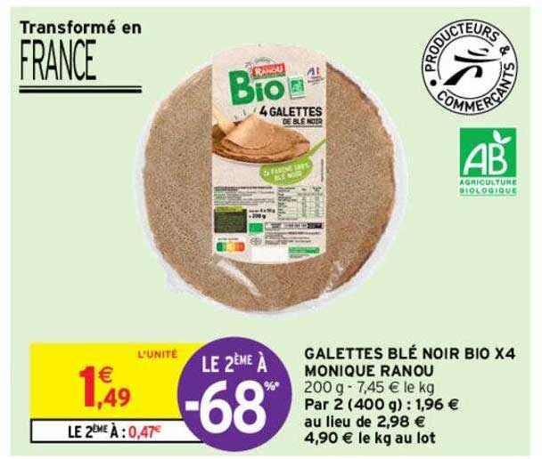 galettes blé noir bio x4 monique ranou le 2ème à -68%