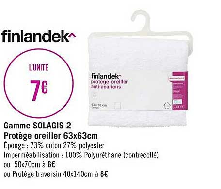 Gamme Solagis 2 Protège Oreiller 63 X 63 Cm Finlandek^