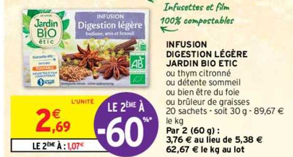 infusion digestion légère jardin bio etic le 2ème à -60%