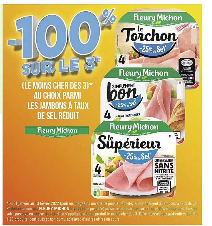 jambon à taux de sel réduit fleury michon