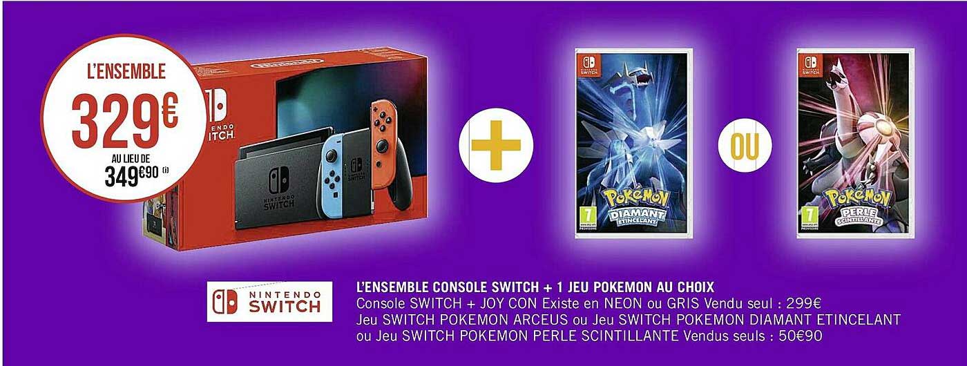 l'ensemble console switch + 1 jeu pokémon au choix