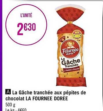 la gâche tranchée aux pépites de chocolat la fournée dorée
