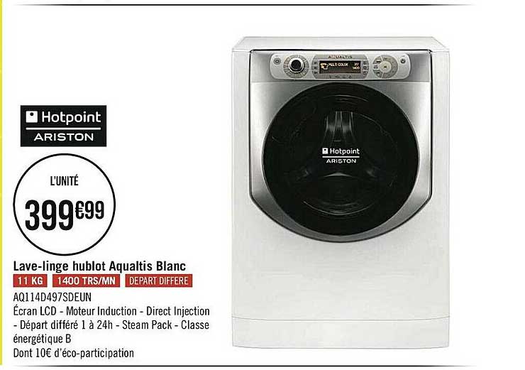 lave-linge hublot aqualtis blanc hotpoint ariston