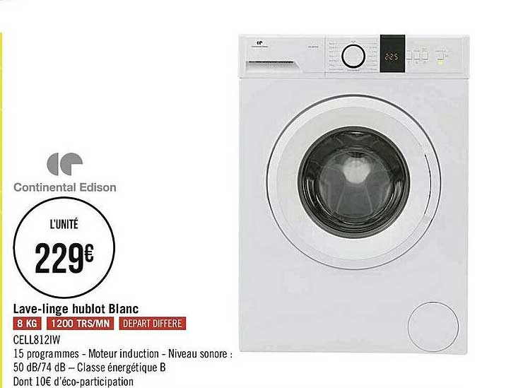 lave-linge hublot blanc continental edison