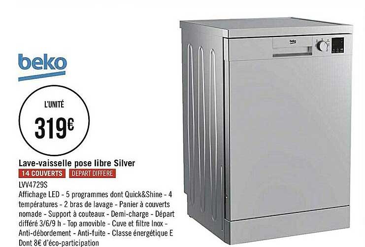 lave-vaisselle pose libre silver