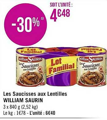 les saucisses aux lentilles william saurin