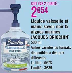 liquide vaisselle et mains savon noir & algues marines jacques briochin