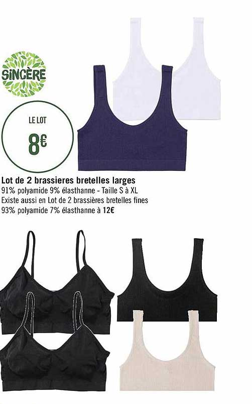 lot de 2 brassières bretelles larges