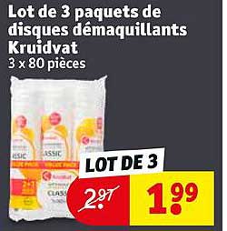 lot de 3 paquets de disques démaquillants kruidvat