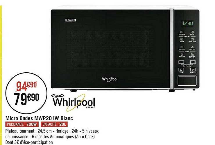micro ondes mwp201w blanc whirlpool