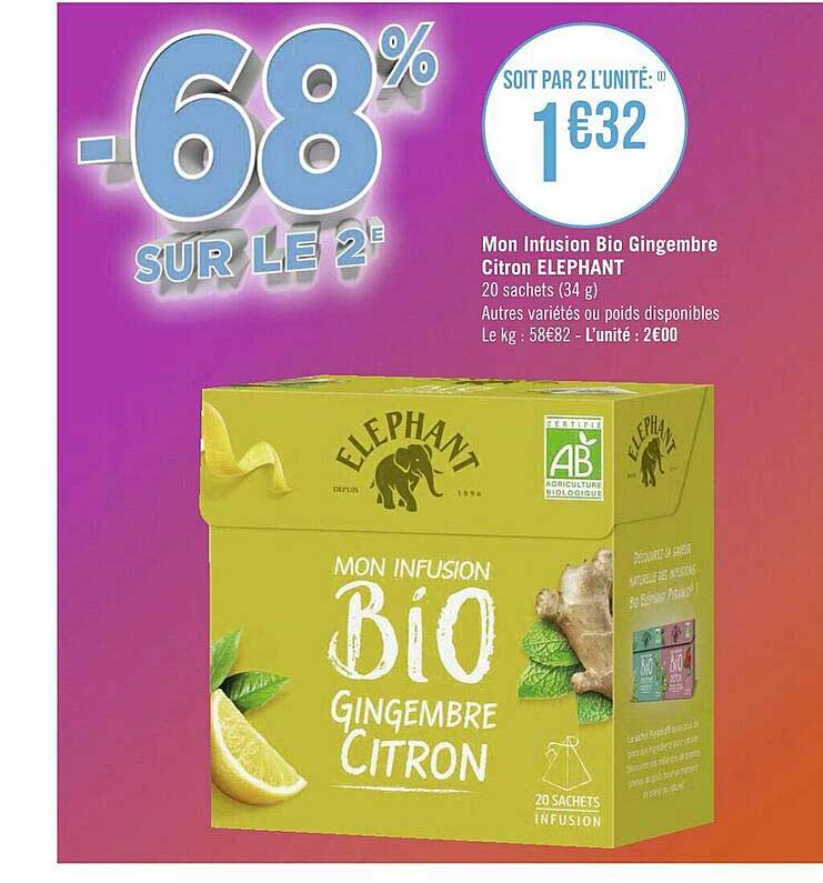 mon infusion bio gingembre citron éléphant