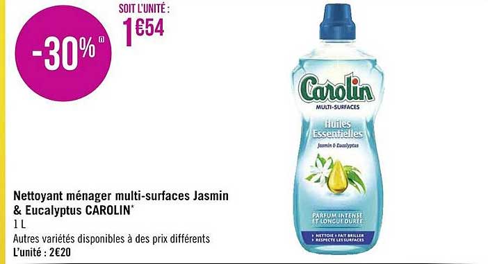 nettoyant ménager multi-surfaces jasmin & eucalyptus carolin