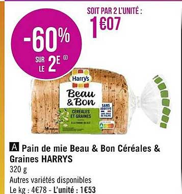 pain de mie beau & bon céréales & graines harrys