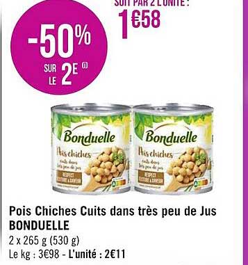 pois chiches cuits dans très peu de jus bonduelle