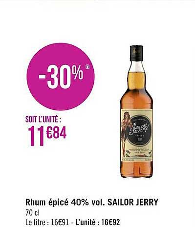 rhum épicé 40% vol. sailor jerry