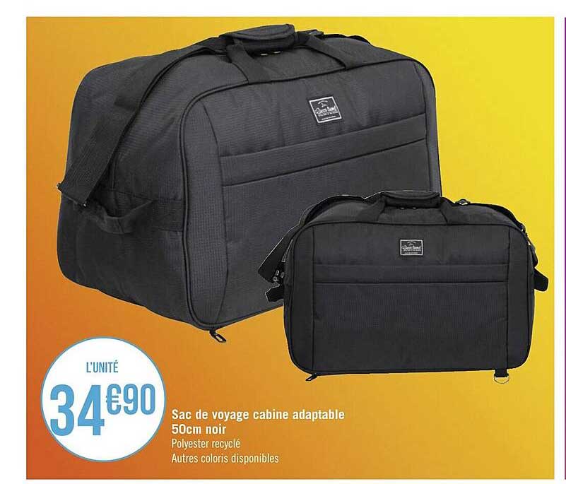 sac de voyage cabine adaptable 50 cm noir