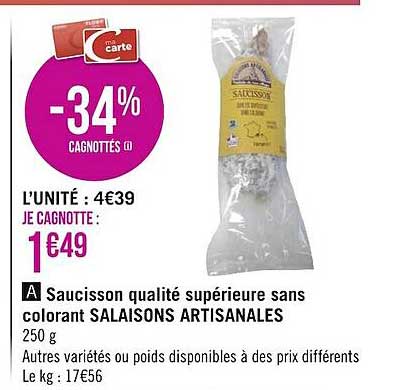 saucisson qualité supérieure sans colorant salaisons artisanales