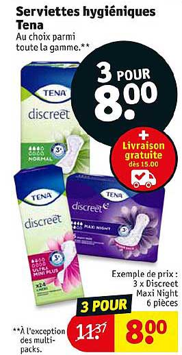 serviettes hygiéniques tena
