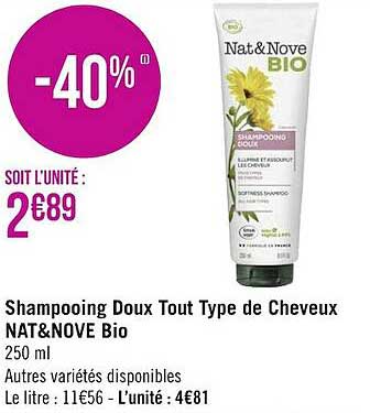 shampooing doux tout type de cheveux nat&nove bio