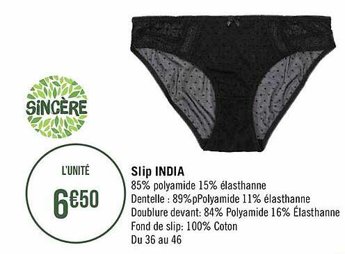 slip india sincère