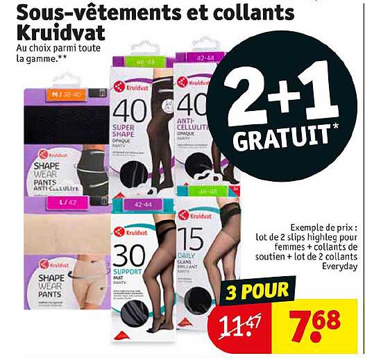 sous-vêtements et collants kruidvat