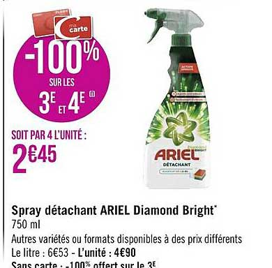 spray détachant ariel diamond bright