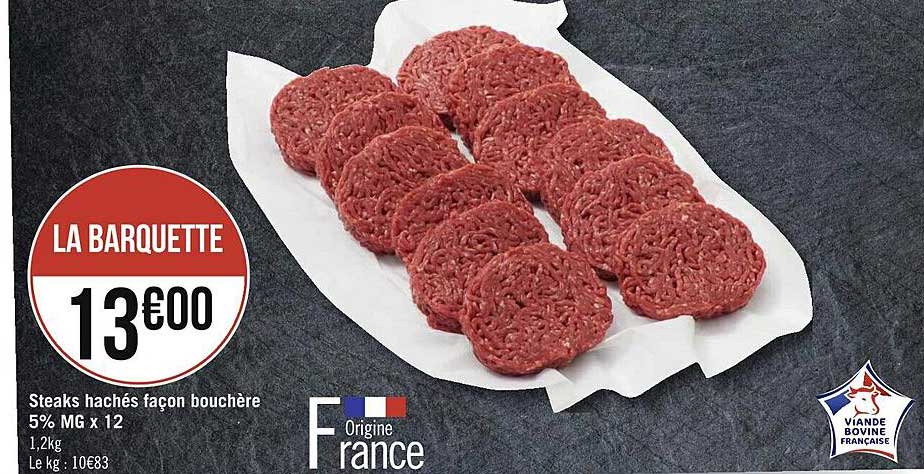 steaks hachés façon bouchère 5% mg x12