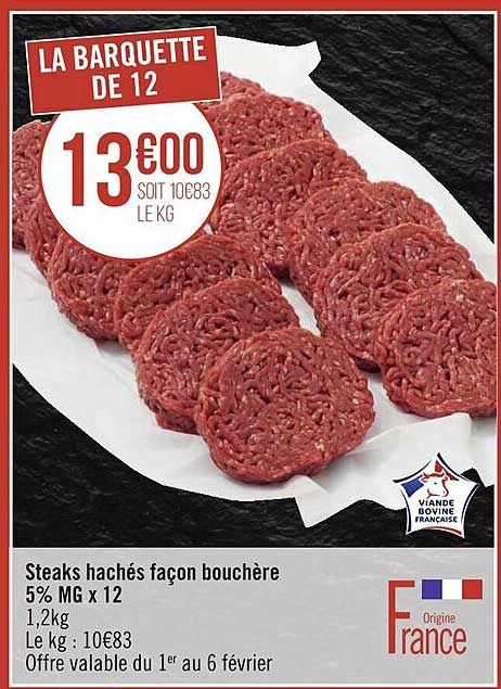 steaks hachés façon bouchère 5% mg x12