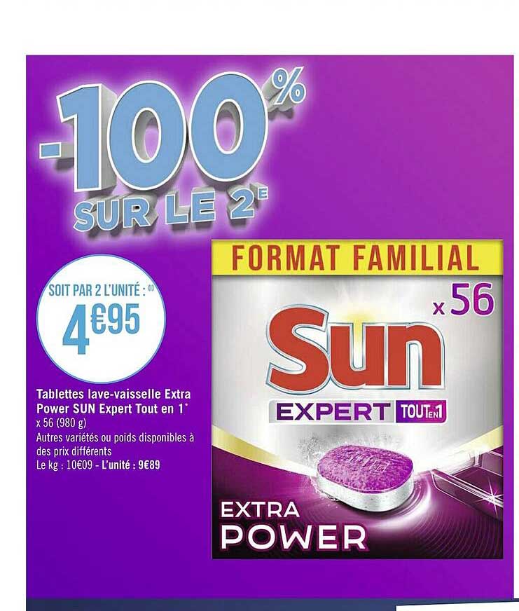tablettes lave-vaisselle extra power sun expert tout en 1