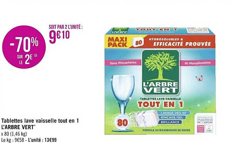 tablettes lave vaisselle tout en 1 l'arbre vert