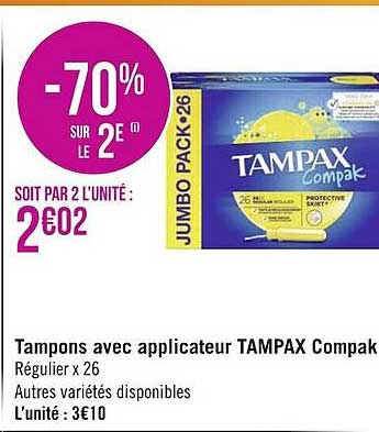 tampons avec applicateur tampax compak