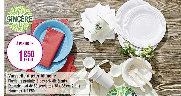 vaisselle à jeter blanche sincère
