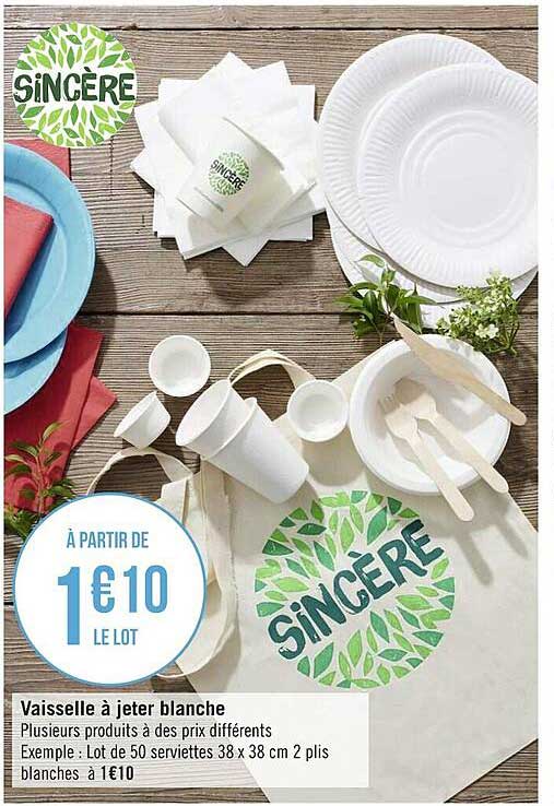 vaisselle à jeter blanche sincère