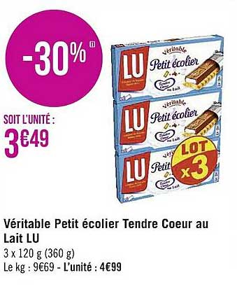 Véritable Petit écolier Tendre Cœur Au Lait Lu