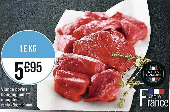 Viande Bovine Bourguignon ** à Mijoter