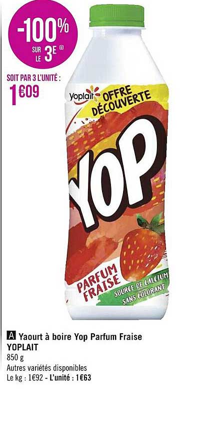 Yaourt à Boire Yop Parfum Fraise Yoplait